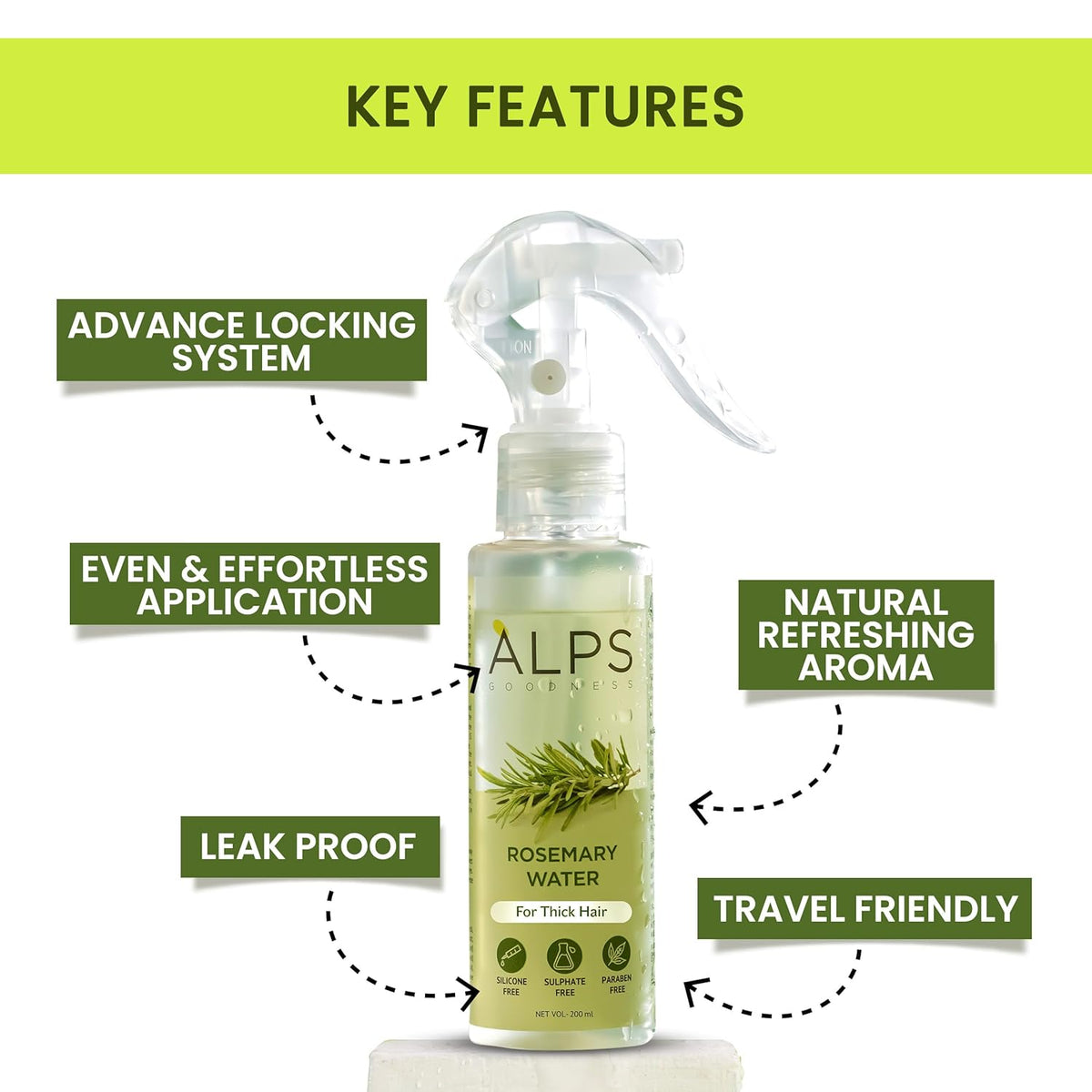 Alps Goodness Rosemary Water Spray For Hair Growth (200 ml) | Hair Spray for Regrowth | Rosemary Hair Mist | Adds Shine | Helps Reduce Hairfall | Strengthens Hair | Suitable For All Hair Types