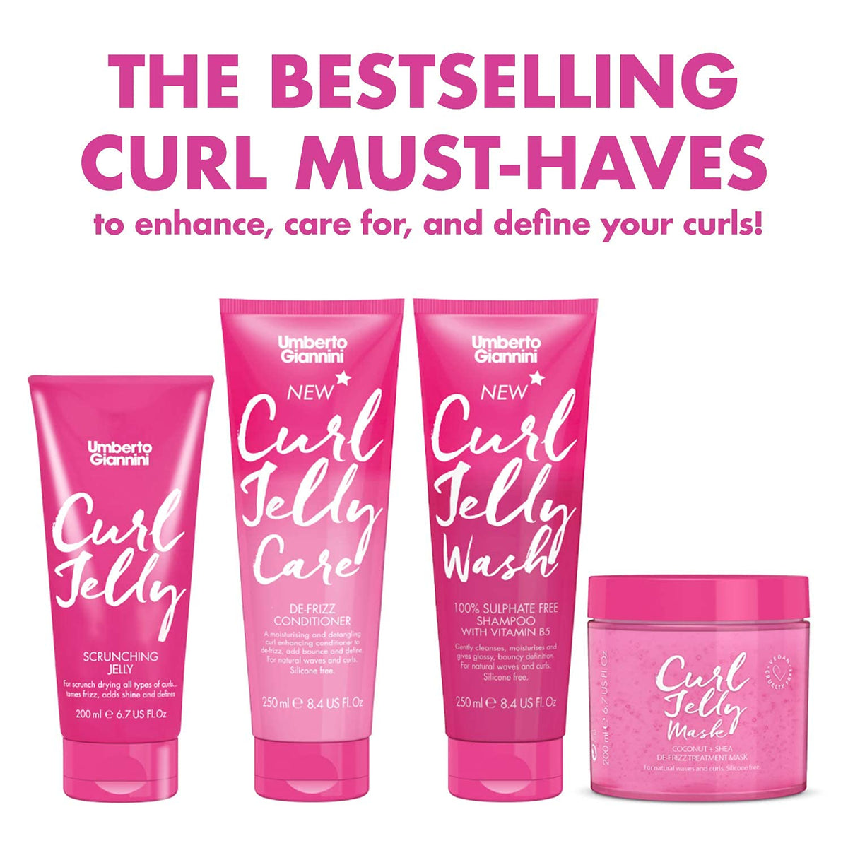 Umberto Giannini Curl Jelly Care De-Frizz Conditioner | Moisturise, Detangle Curls, Adds Bounce, De-frizz | For Natural Waves & Curls | Vegan & Cruelty Free - 250 ml (Pack of 1)