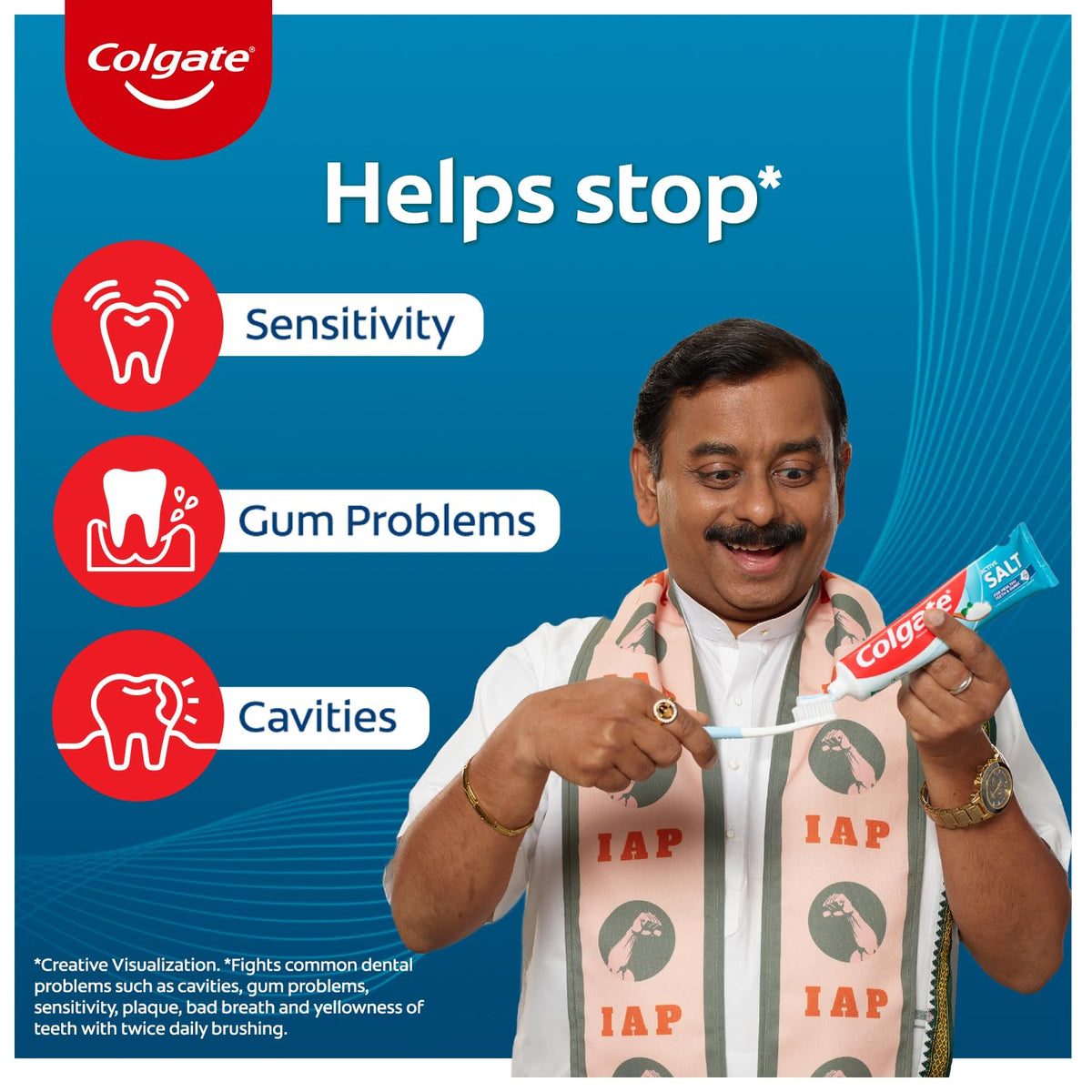 Colgate Active Salt Toothpaste, Daily Germ Protection, Combo Pack of 200g+100g, Toothpaste with Salt and Mint, Healthy Gums & Teeth, Tooth paste that Fights Germs & Provides Fresh Breath