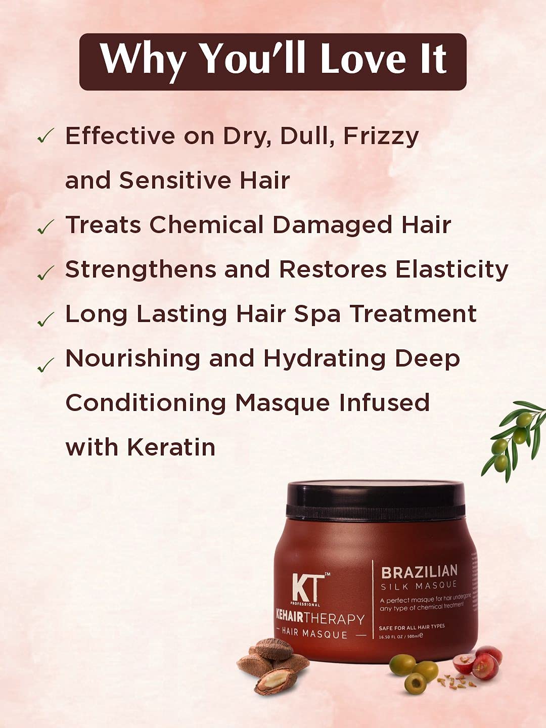 KT Professional Kehairtherapy Anti Dandruff Brazilian Silk Masque Hair Spa - 500 ml