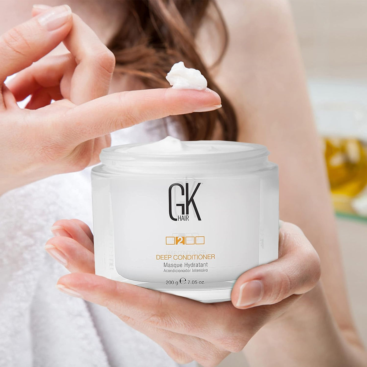 GK Hair Deep Conditioner Mask For Dry Frizzy & Damaged Hair With Jojoba Oil And Juvexin Locks In Hydration, Provides Smooth, Shiny And Soft Hair, 200g