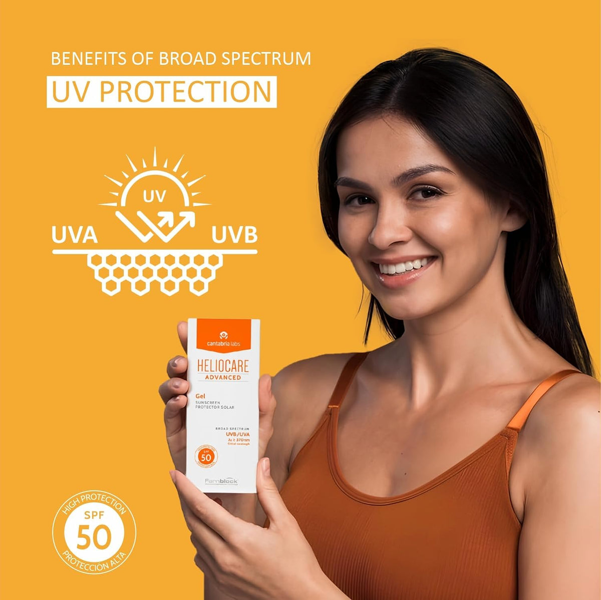 Heliocare Advanced Gel SPF 50 50ml / Lightweight Gel Sunscreen For Face/Daily UVA and UVB Anti-Ageing Sun Protection/Combination, Oily and Normal Skin Types