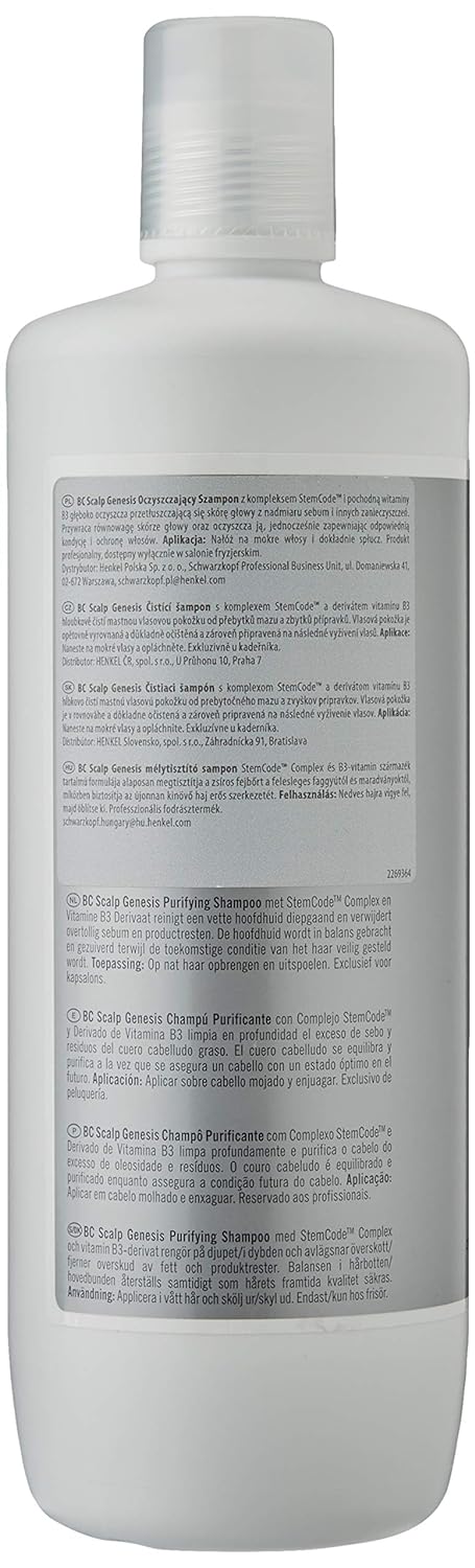 Schwarzkopf Professional Bonacure Scalp Genesis Purifying Shampoo With Stemcode Complex And Vitamin B3 Derivate | For Oily Scalp | 1L