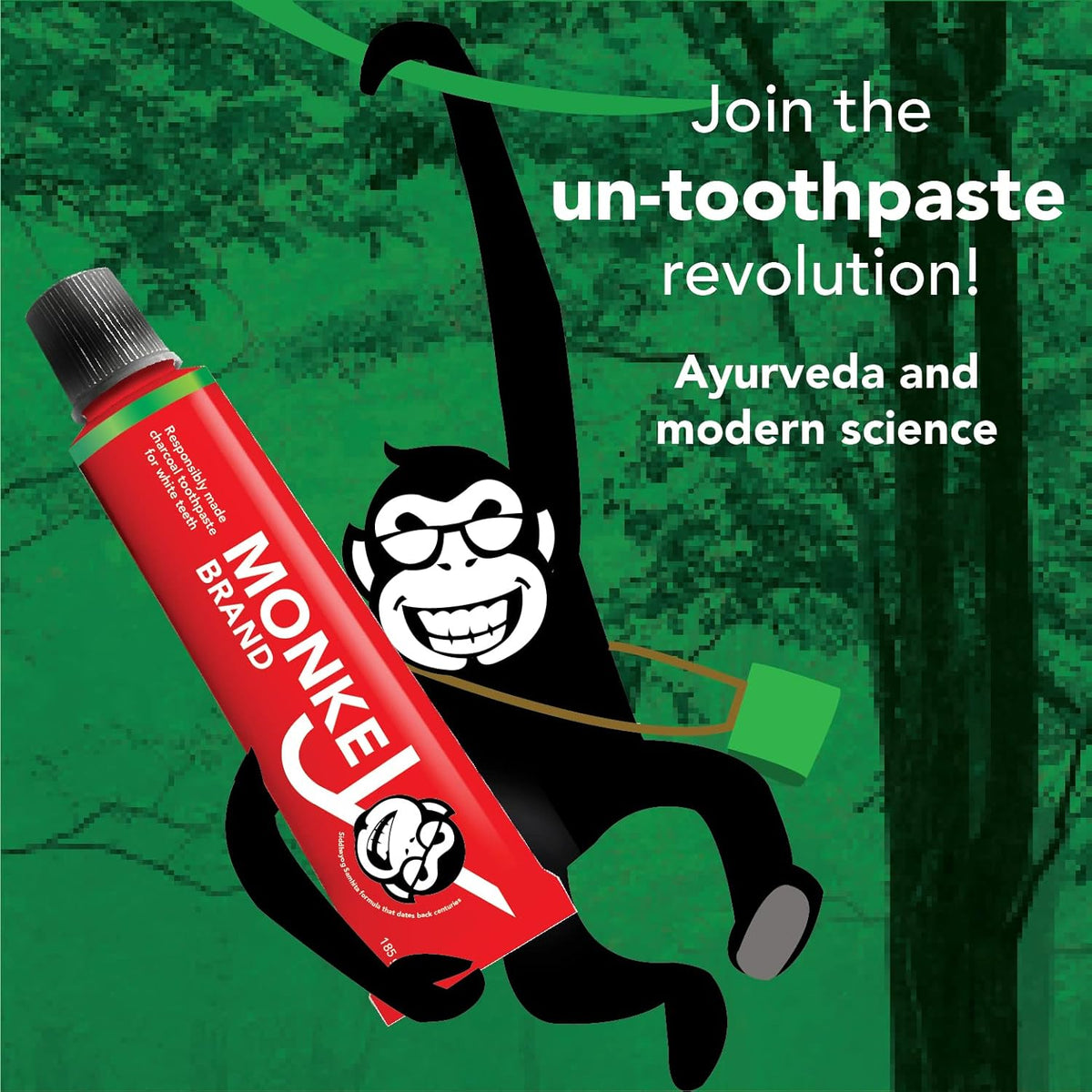 Nogi (Since 1911) Monkey Brand Charcoal Toothpaste. Whitening Stain Removal Ayurvedic Toothpaste For Total Oral Care. Herbal Flouride-Free Toothpaste For All Age Groups-185g (Pack Of 1)