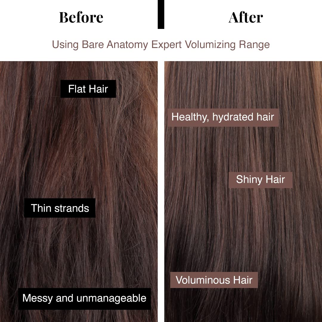 Bare Anatomy Volumizing Shampoo, Voluminous Hair Upto 24 Hours, Powered By Peptides & Rich Milk Protein, Strong & Bouncy Hair, Volume Shampoo For Thin & Flat Hair For Unisex, 250ml