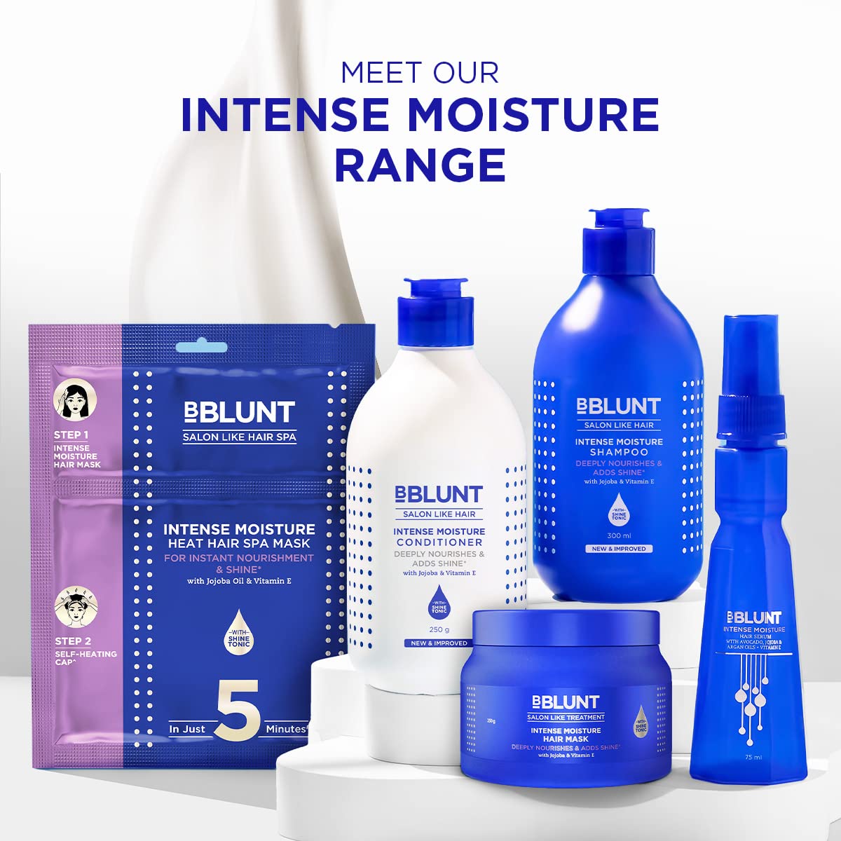 BBLUNT Intense Moisture Hair Mask with Jojoba Oil & Vitamin E for Nourished & Shiny Hair - 250 g