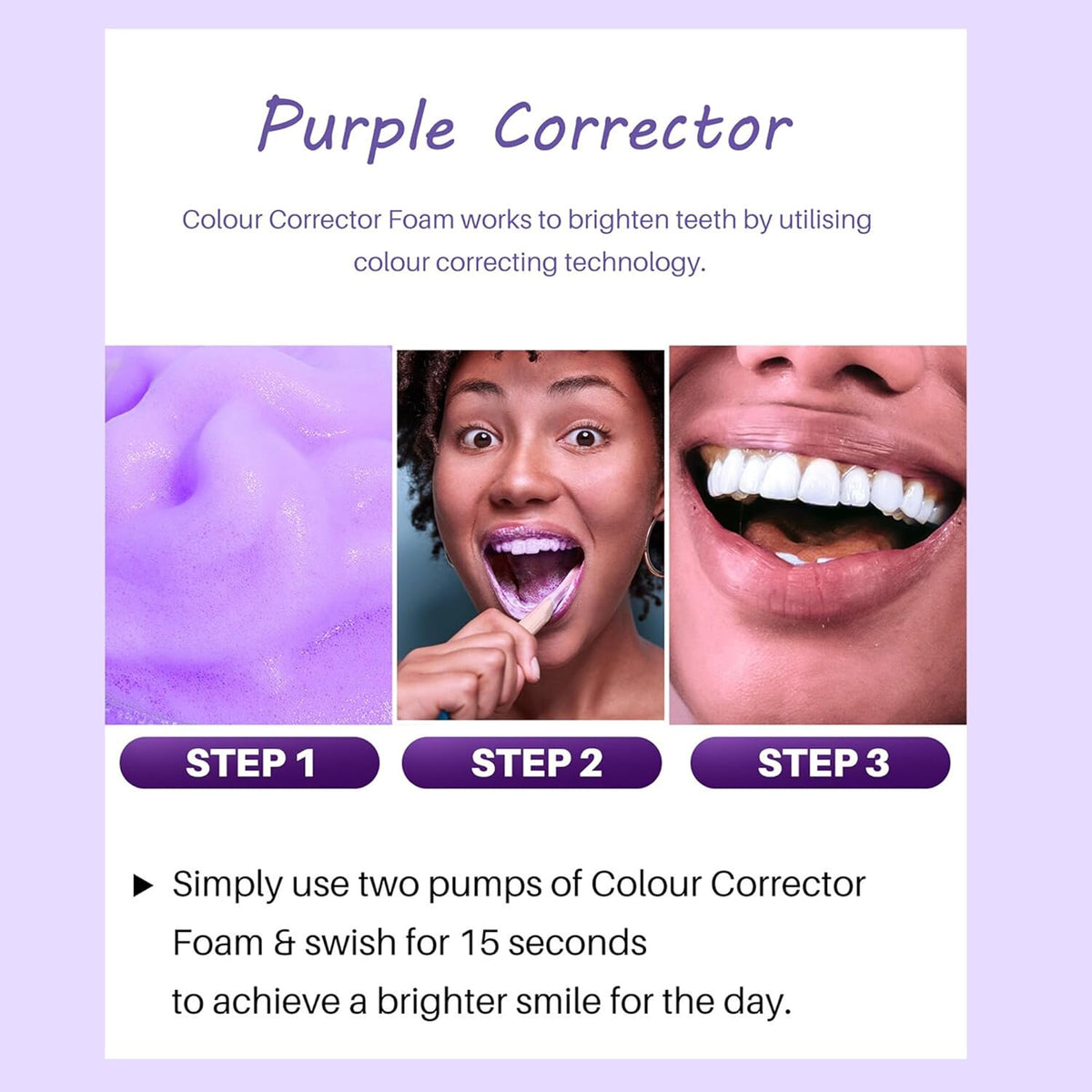 Purple whitening Foam Toothpaste|Deeply Cleanses Gums|Yellow stain removal|Oral care|Whitening| Health & Beauty – Tooth Whitening Foam Serum – 60ml