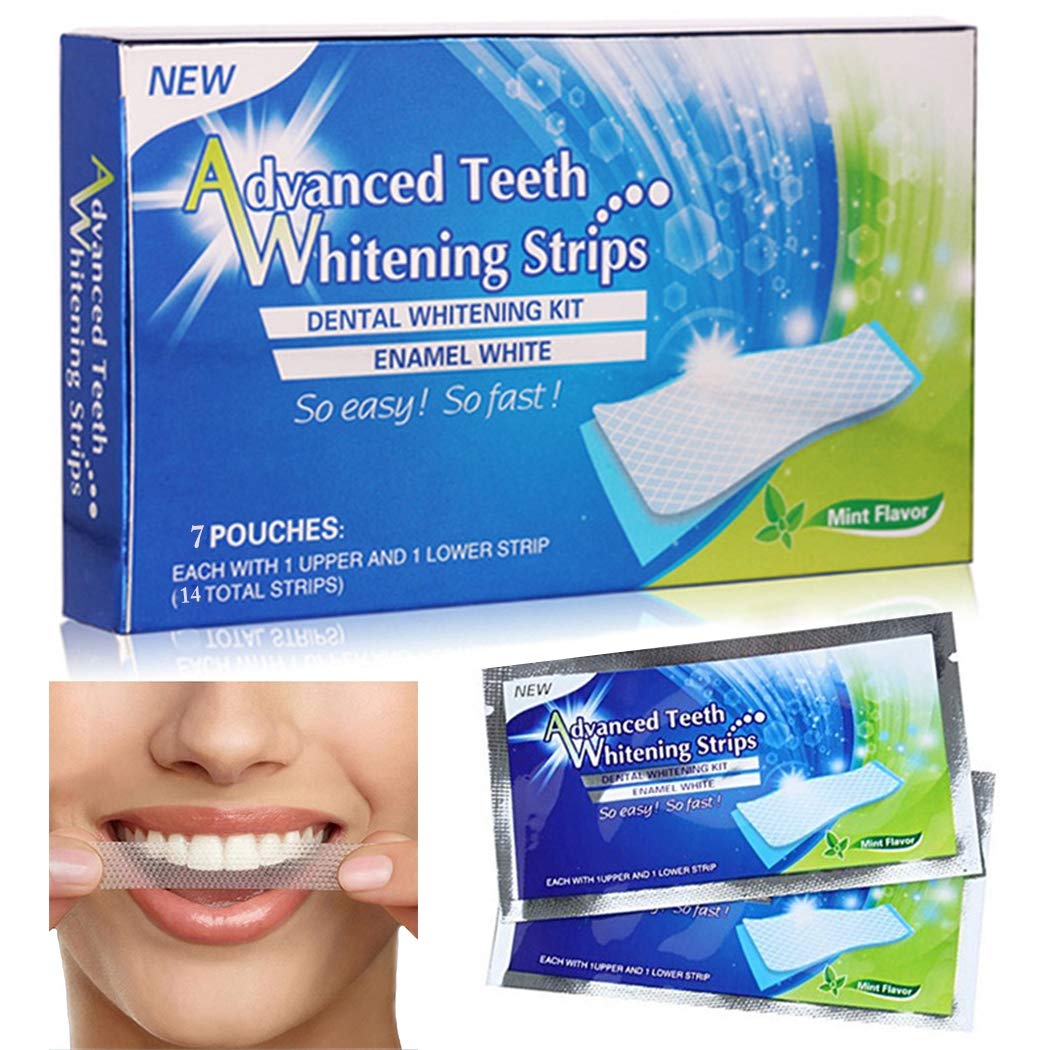 Outgeek Teeth Whitening Strips, Gentle for Sensitive Teeth, Professional Effect to Remove Stains, Teeth Whitening for Oral Care, 7 Treatment 14 Strips (7 Pairs)