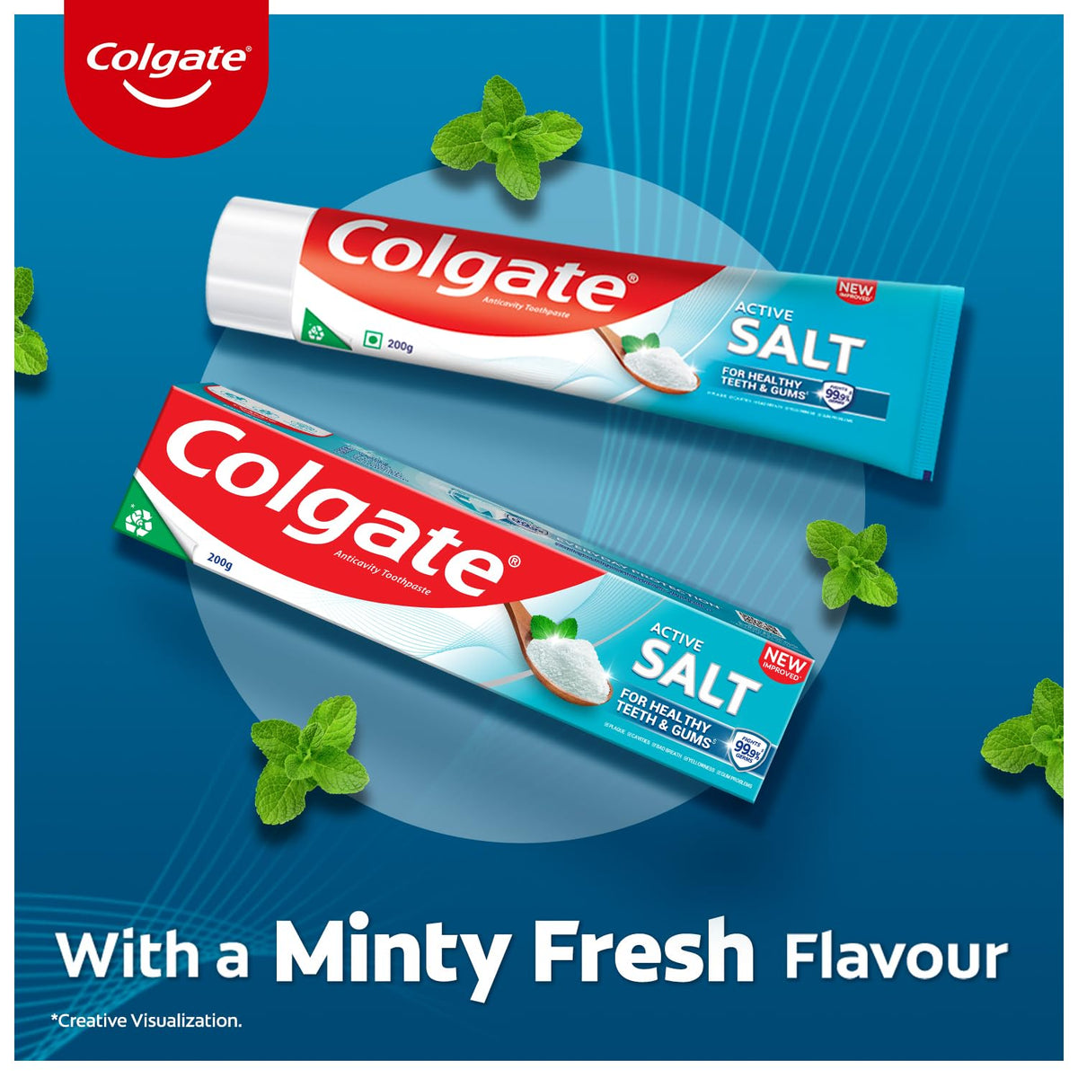 Colgate Active Salt Toothpaste, Daily Germ Protection, Combo Pack of 200g+100g, Toothpaste with Salt and Mint, Healthy Gums & Teeth, Tooth paste that Fights Germs & Provides Fresh Breath