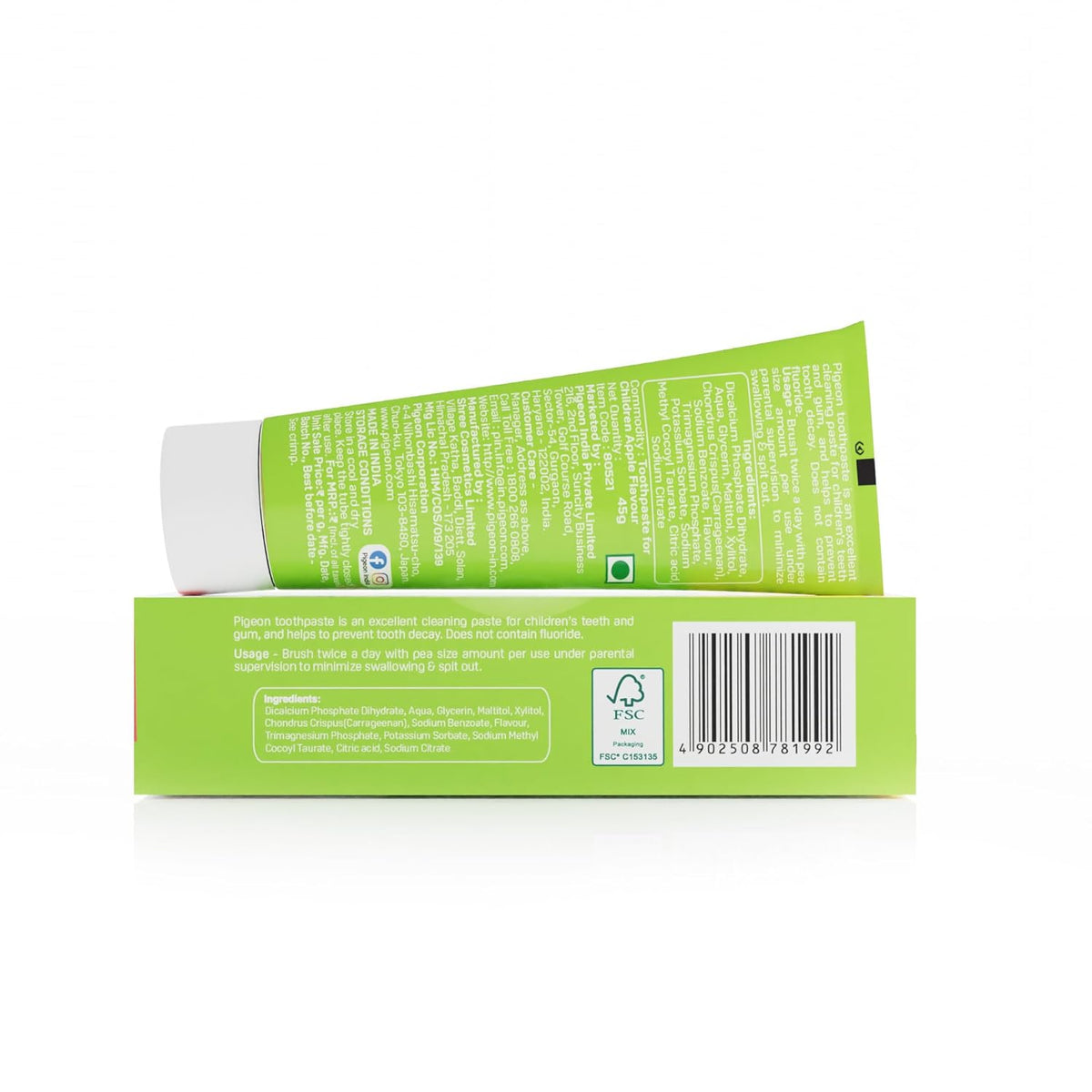 Pigeon Apple Toothpaste, For babies and Children,Fluroide -free,SLS free,Color free,Paraben Free, PH friendly,45 g