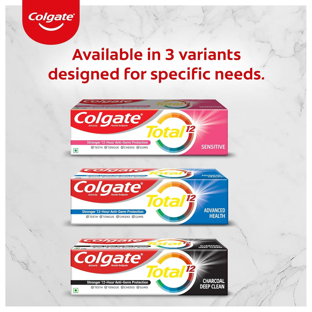 Colgate Total 120 gm Advanced Health Toothpaste, Antibacterial Tooth paste, Stronger 12-Hour Anti-Germ Protection, Whole Mouth Health, World's No. 1* Germ-fighting Toothpaste