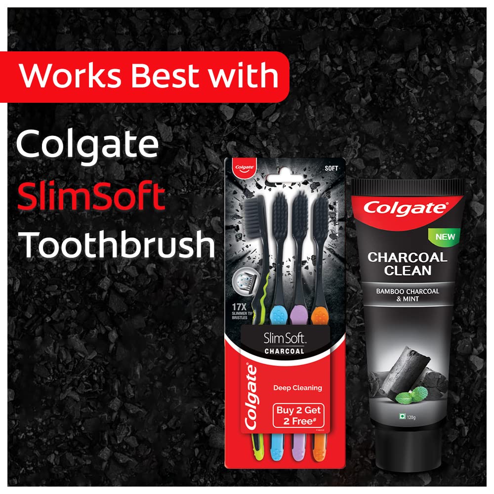 Colgate Charcoal Clean Black Gel Toothpaste, Combo Pack of 240g (120g x2) Deep Clean Tooth paste With Bamboo Charcoal & Wintergreen Mint For Plaque Removal & Tingling Fresh Mouth Experience