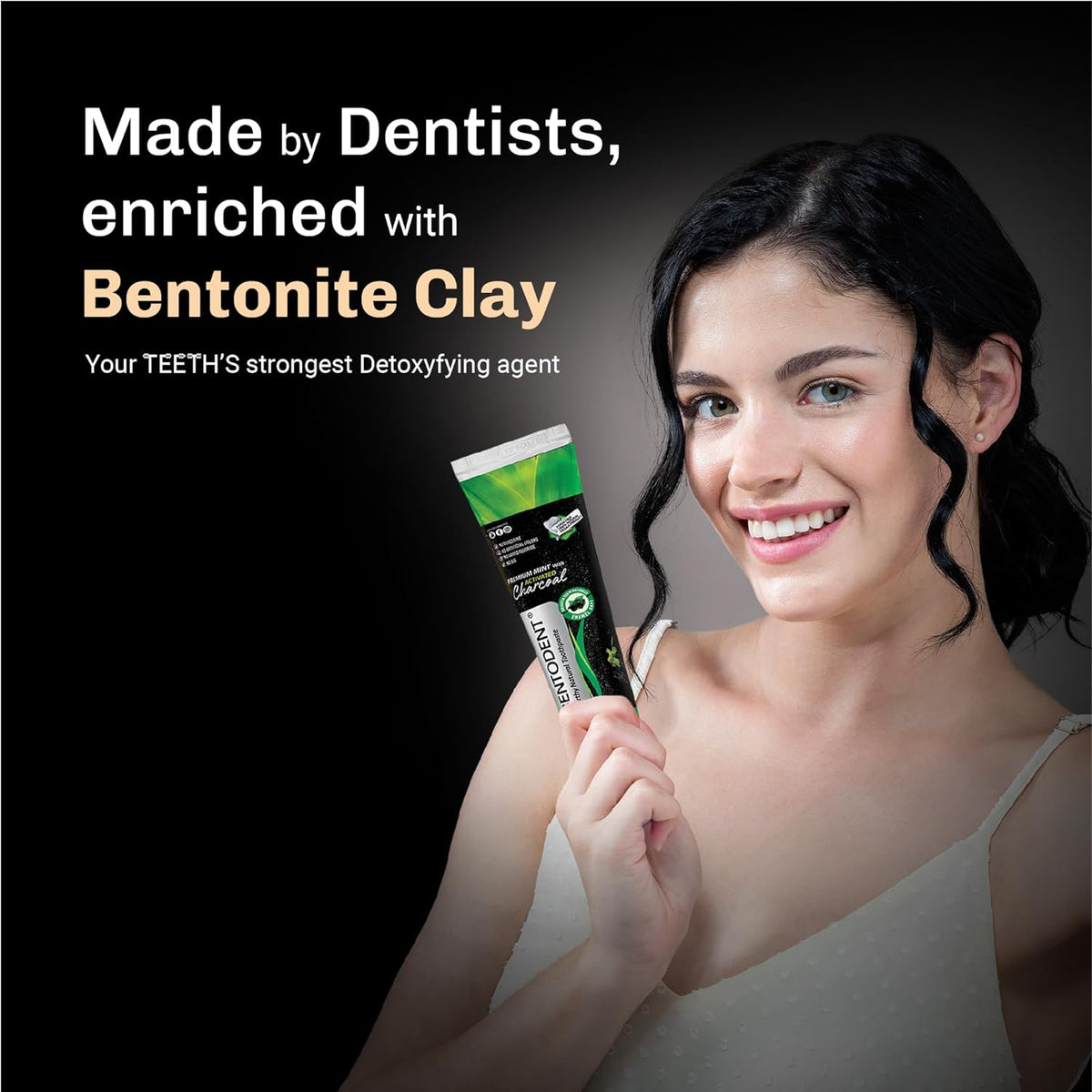 Bentodent Toothpaste - Activated Charcoal Toothpaste With A Soft (Bio Black/or Bio White) Biodegradable Toothbrush