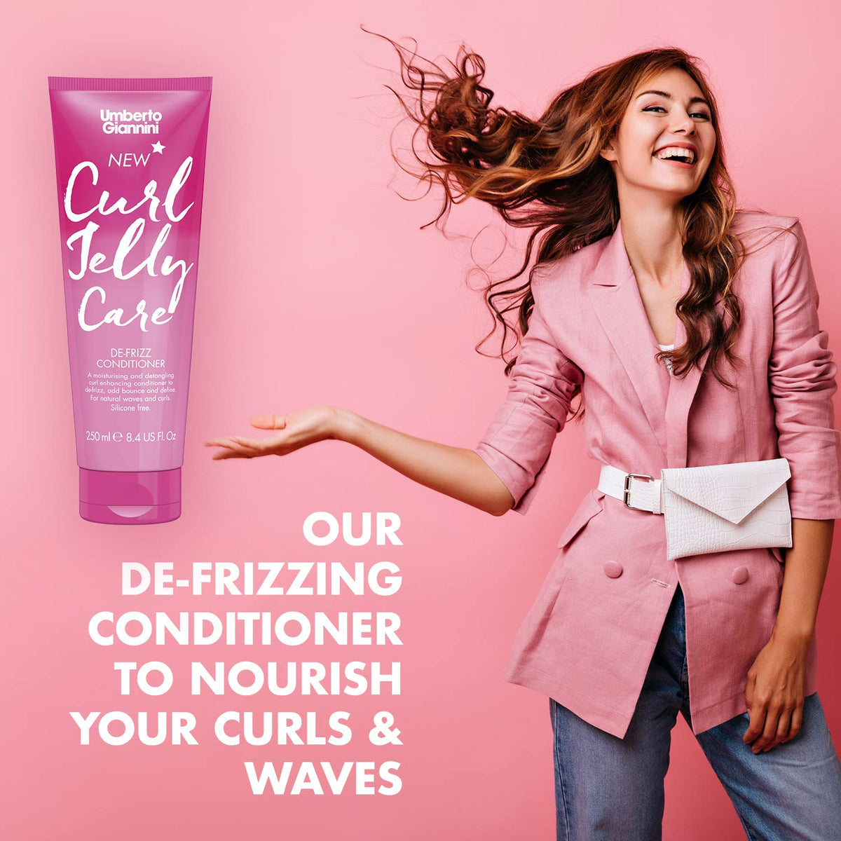 Umberto Giannini Curl Jelly Care De-Frizz Conditioner | Moisturise, Detangle Curls, Adds Bounce, De-frizz | For Natural Waves & Curls | Vegan & Cruelty Free - 250 ml (Pack of 1)