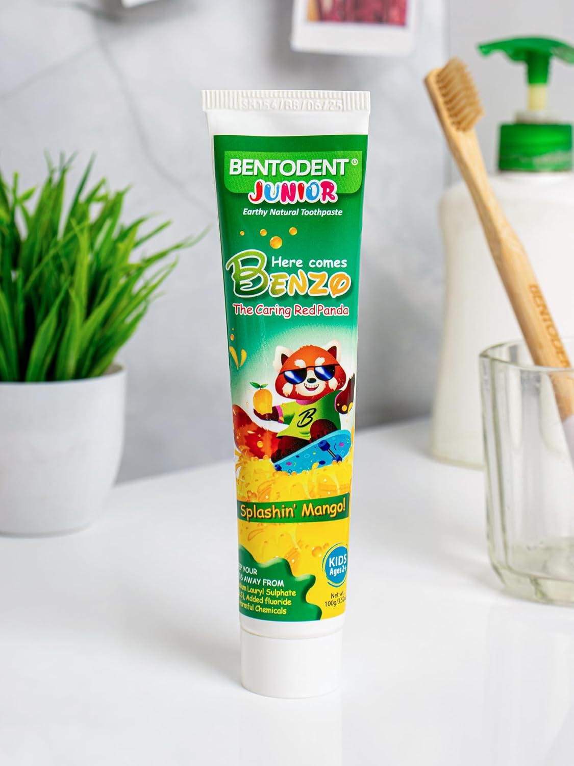 Bentodent 100% Natural Kids Mango Toothpaste, Fluoride Free, Sls Free, Complete oral care protection for kids, Fresh Breath, Best toothpaste for kids 2+ years 100g