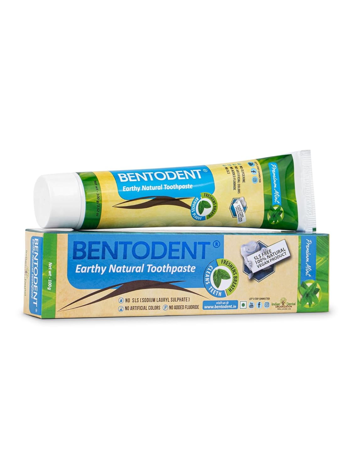 Bentodent Toothpaste - Natural Toothpaste For Entire Family Incl Kids - Your Daily Oral Detox, Cleanse & Remineralize - Fluoride Free (Premium Mint Pack)