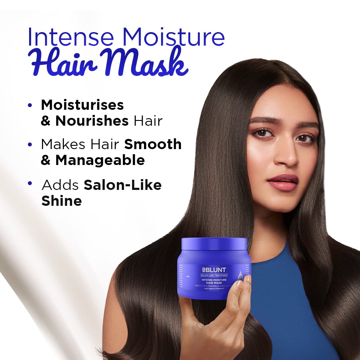 BBLUNT Intense Moisture Hair Mask with Jojoba Oil & Vitamin E for Nourished & Shiny Hair - 250 g