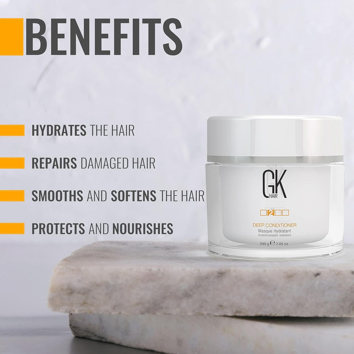 GK Hair Deep Conditioner Mask For Dry Frizzy & Damaged Hair With Jojoba Oil And Juvexin Locks In Hydration, Provides Smooth, Shiny And Soft Hair, 200g