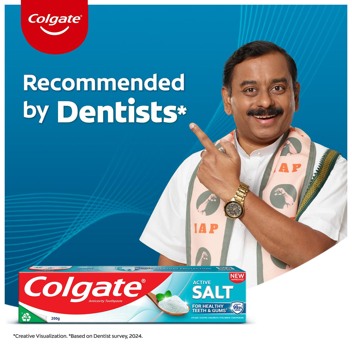 Colgate Active Salt Toothpaste, Daily Germ Protection, Combo Pack of 200g+100g, Toothpaste with Salt and Mint, Healthy Gums & Teeth, Tooth paste that Fights Germs & Provides Fresh Breath