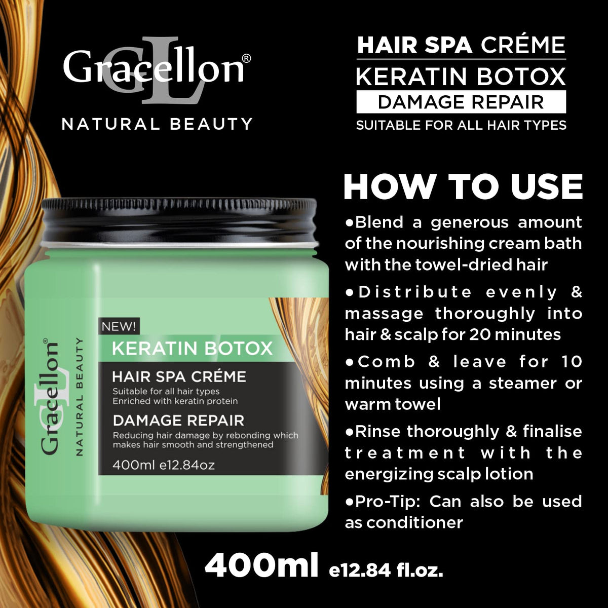 Gracellon Keratin Botox Hair Spa Creme Enriched With Keratin Protein For Damage Repair