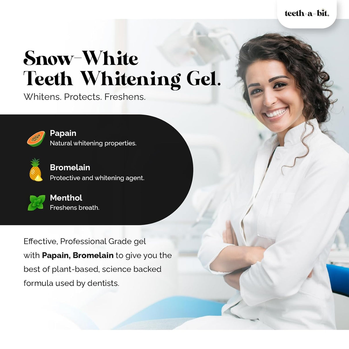 teeth-a-bit Teeth Whitening Snow White Gel | Plant Based, Enamel Safe, Removes Stains & Whitens Teeth | Easy Safe & Effective