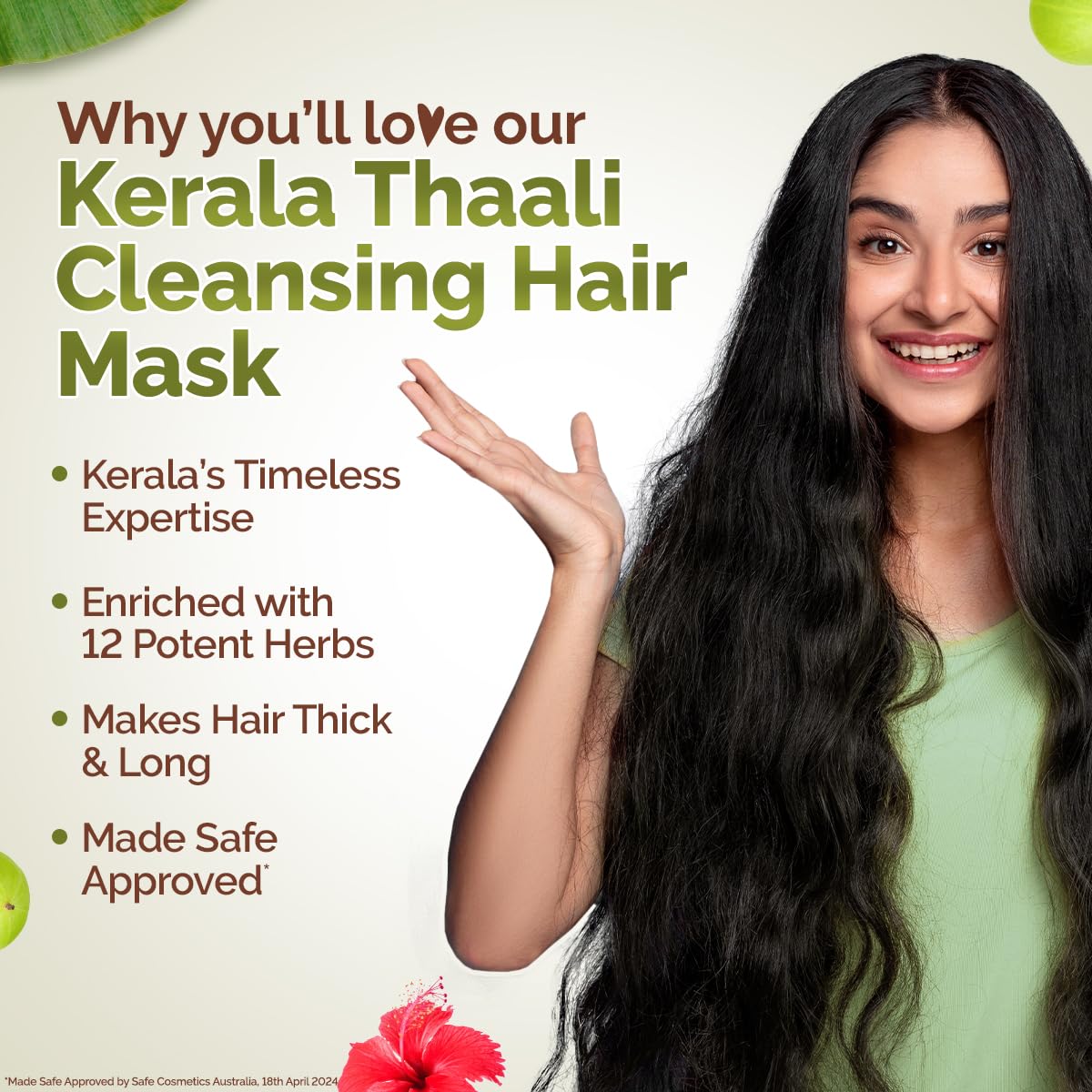 Mamaearth Kerala Thaali Cleansing Hair Mask for Thick & Long Hair with Hibiscus, Shikakai, Amla, Flaxseed- 200g | Ready To Use Thali | Gently Cleanses | Adds Shine | 100% Natural Herbs |12 Potent Herbs