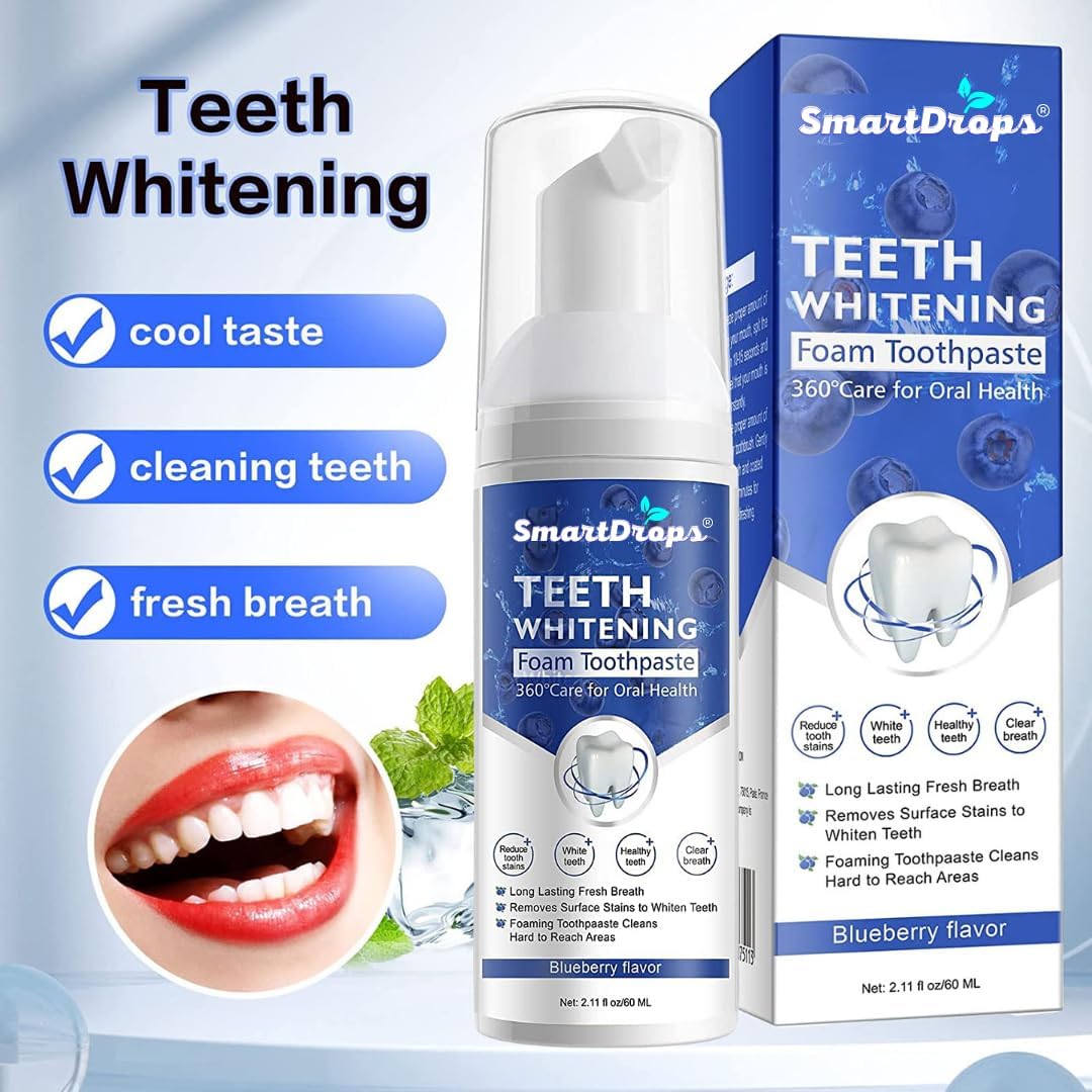 Teeth Whitening Mousse Foam Toothpaste Cleaning Gums Freshen Breath 60ml