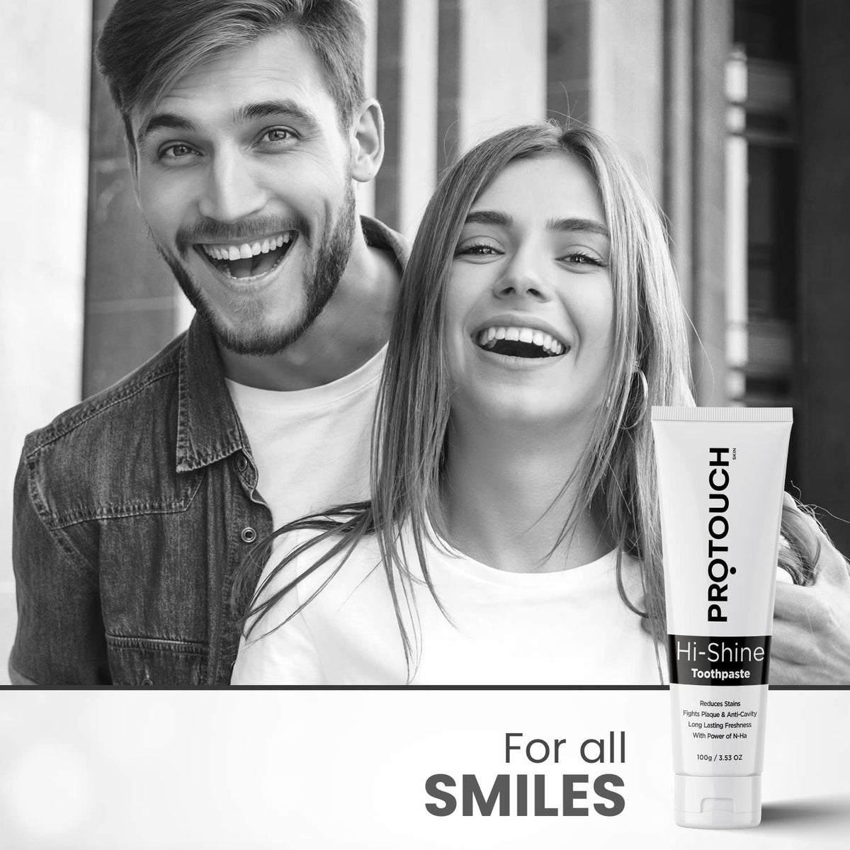 PROTOUCH Hi Shine Toothpaste | Teeth Whitening, Cavity Prevention and Superior Cleaning | With Charcoal | SLS & Fluoride Free Toothpaste with N-HA for teeth remineralization & Active Cleaning