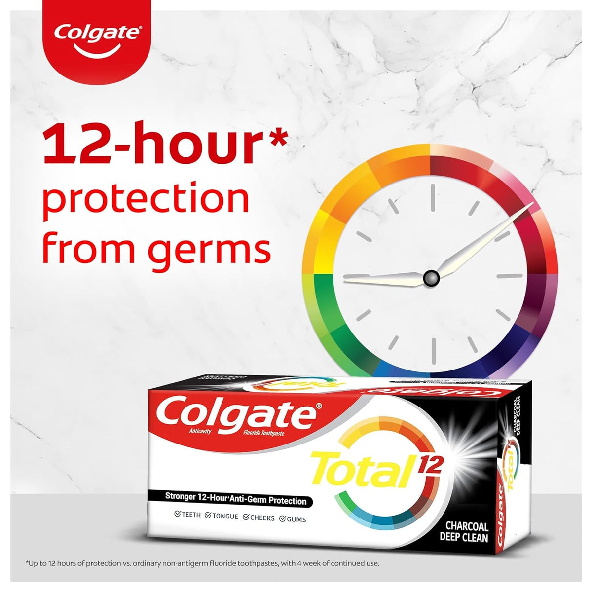 Colgate Total 150Gm Charcoal Deep Clean Antibacterial Toothpaste, Stronger 12-Hour Anti-Germ Protection, Whole Mouth Health, World'S No.1* Germ-Fighting Toothpaste (Combo Pack Offer, Soft Toothbrush)