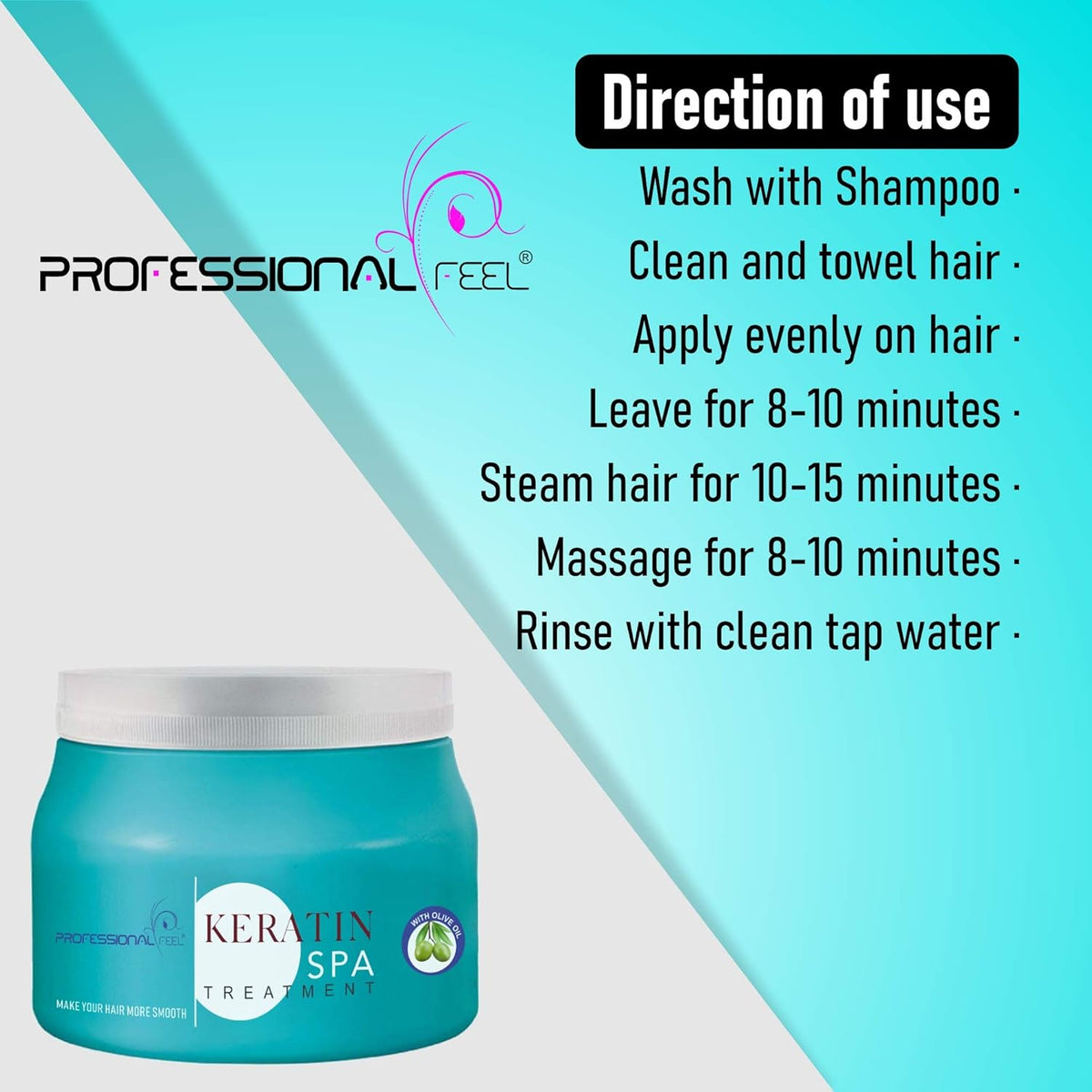 PROFESSIONAL FEEL Keratin Real Hair Spa Treatment, With Pro-Keratin + Ceramide, All Repair With Keratin Unscented Hair Spa Bath Cream-500 Gm,1 Count