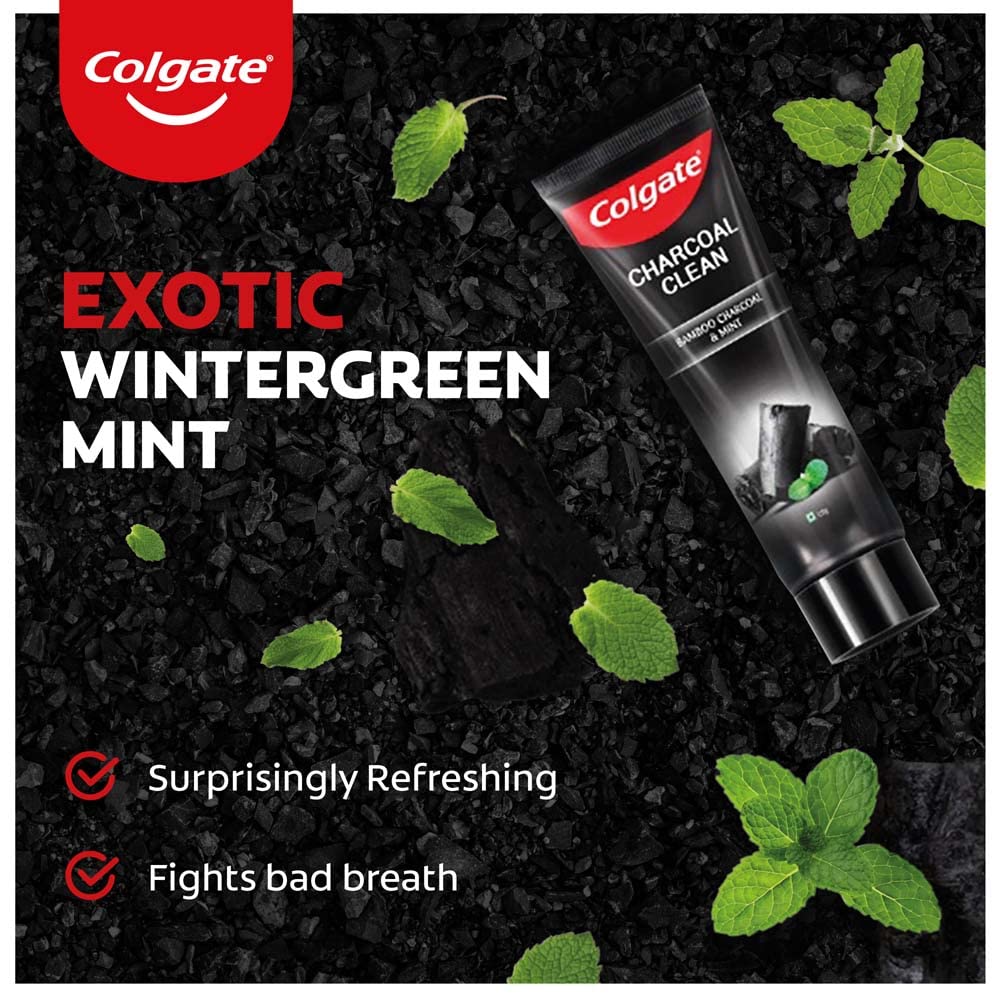 Colgate Charcoal Clean Black Gel Toothpaste , Pack of 120g Deep Clean Tooth paste With Bamboo Charcoal & Wintergreen Mint For Plaque Removal, Deep Clean & Tingling Fresh Mouth Experience