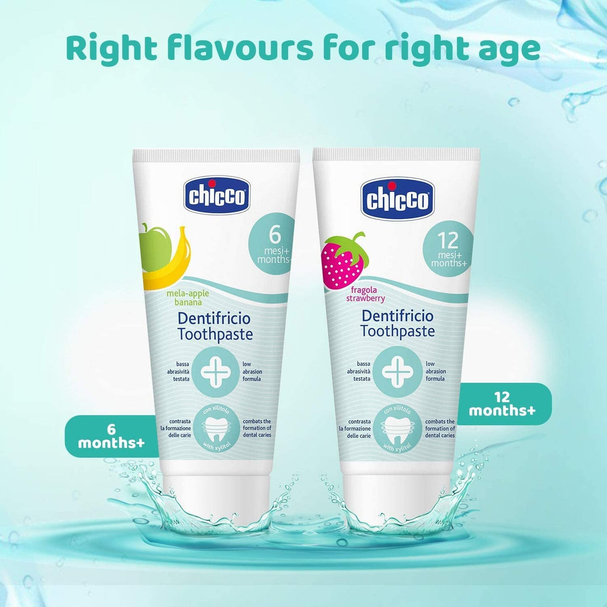 Chicco Toothpaste, Strawberry Flavour for 12m+ Baby, Fluoride-free, Preservative-free,Cavity Protection (50 millilitre)