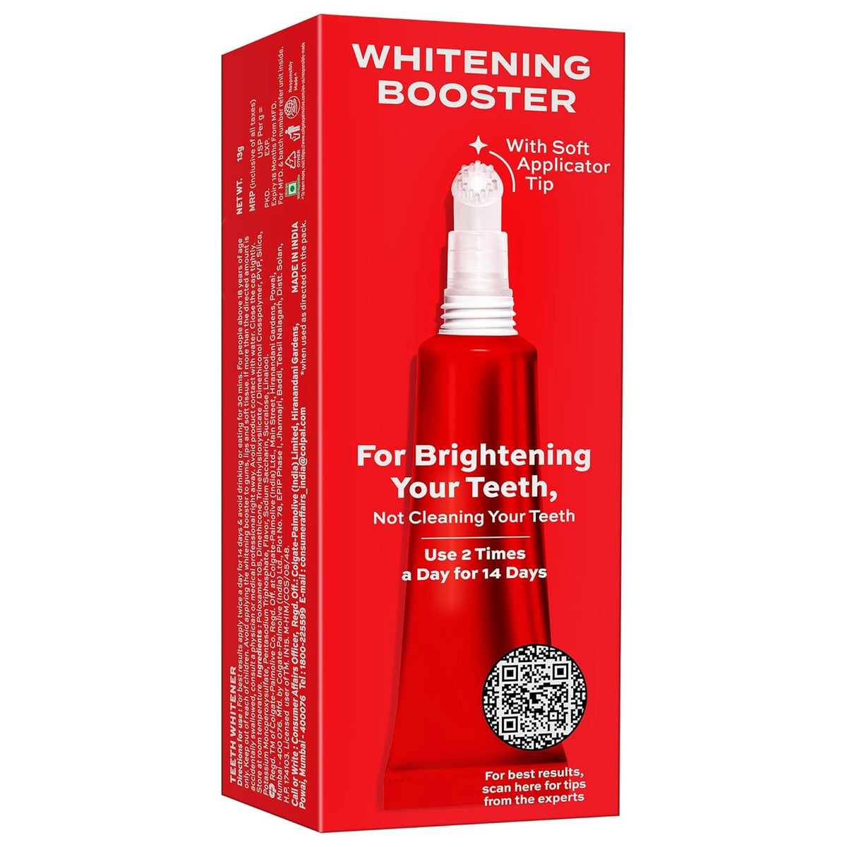 Colgate Visible White Whitening Booster Gel (13 g), Leave On Teeth Whitening Treatment with Active Oxygen Technology, Whitens Teeth in 14 days, Removes Stains & Brightens Teeth, Enamel Safe Teeth Whitener