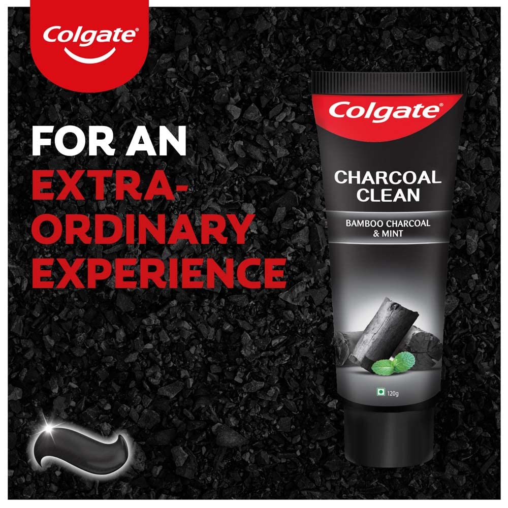 Colgate Charcoal Clean Black Gel Toothpaste, Combo Pack of 240g (120g x2) Deep Clean Tooth paste With Bamboo Charcoal & Wintergreen Mint For Plaque Removal & Tingling Fresh Mouth Experience