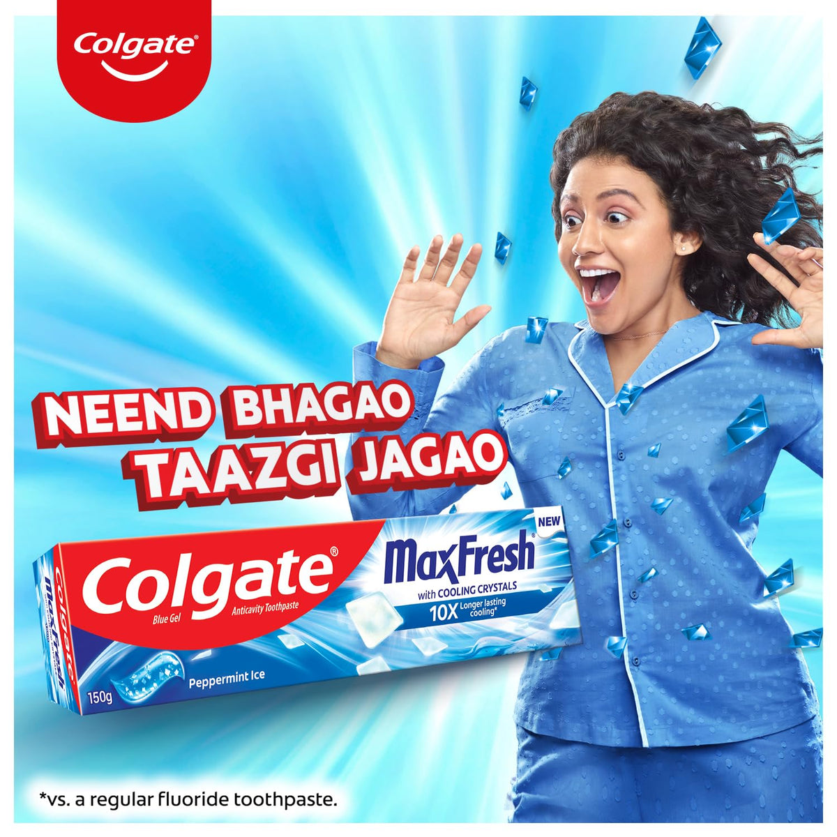 Colgate MaxFresh Toothpaste, Blue Gel Tooth Paste with Menthol for Super Fresh Breath, 300g, 150g X 2 (Peppermint Ice, Combo Pack Offer)