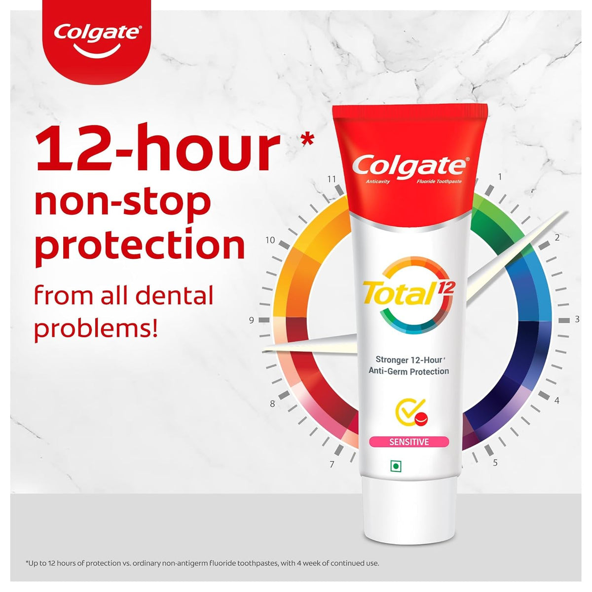 Colgate Total Sensitive Toothpaste 120 gm, Antibacterial Tooth paste, Whole Mouth Health, World's No. 1* Germ-fighting Toothpaste