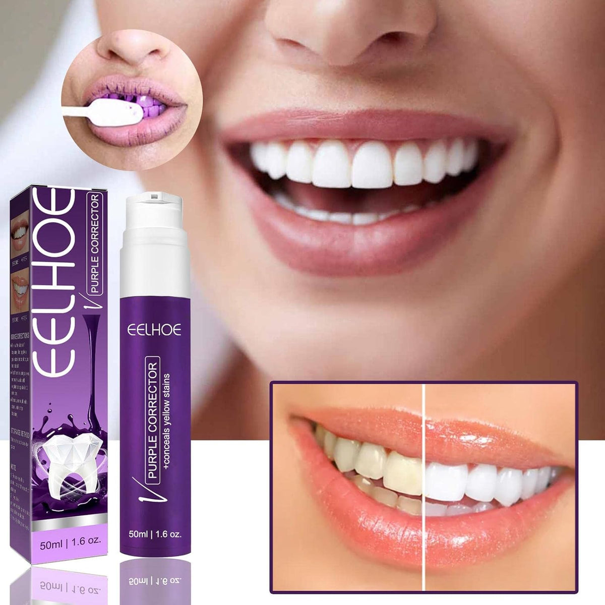 COMBR Purple Whitening Toothpaste Deeply Cleaning Gums Correct Yellow 50ml