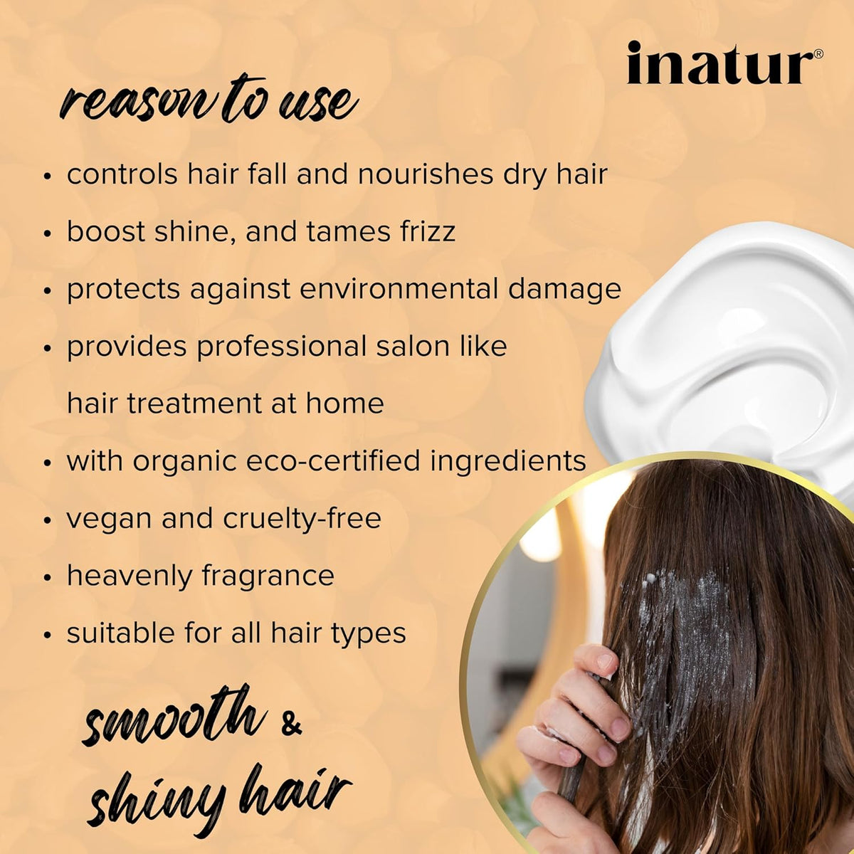 Inatur Argan Hair Mask | Hair Strengthening & Reduces Hair Fall I Deep Conditioning For Brittle, Frizzy & Dry Hair | Sulfate & Silicone Free | Natural & Vegan | 200g