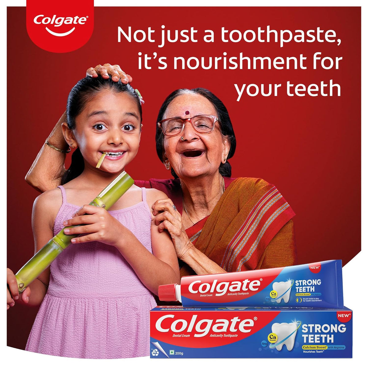 Colgate Strong Teeth, 150g, India’s No: 1 Toothpaste Brand, Calcium-boost Tooth Paste for 2X Stronger Teeth, Whitens Teeth, Fresh Breath & Prevents Cavities