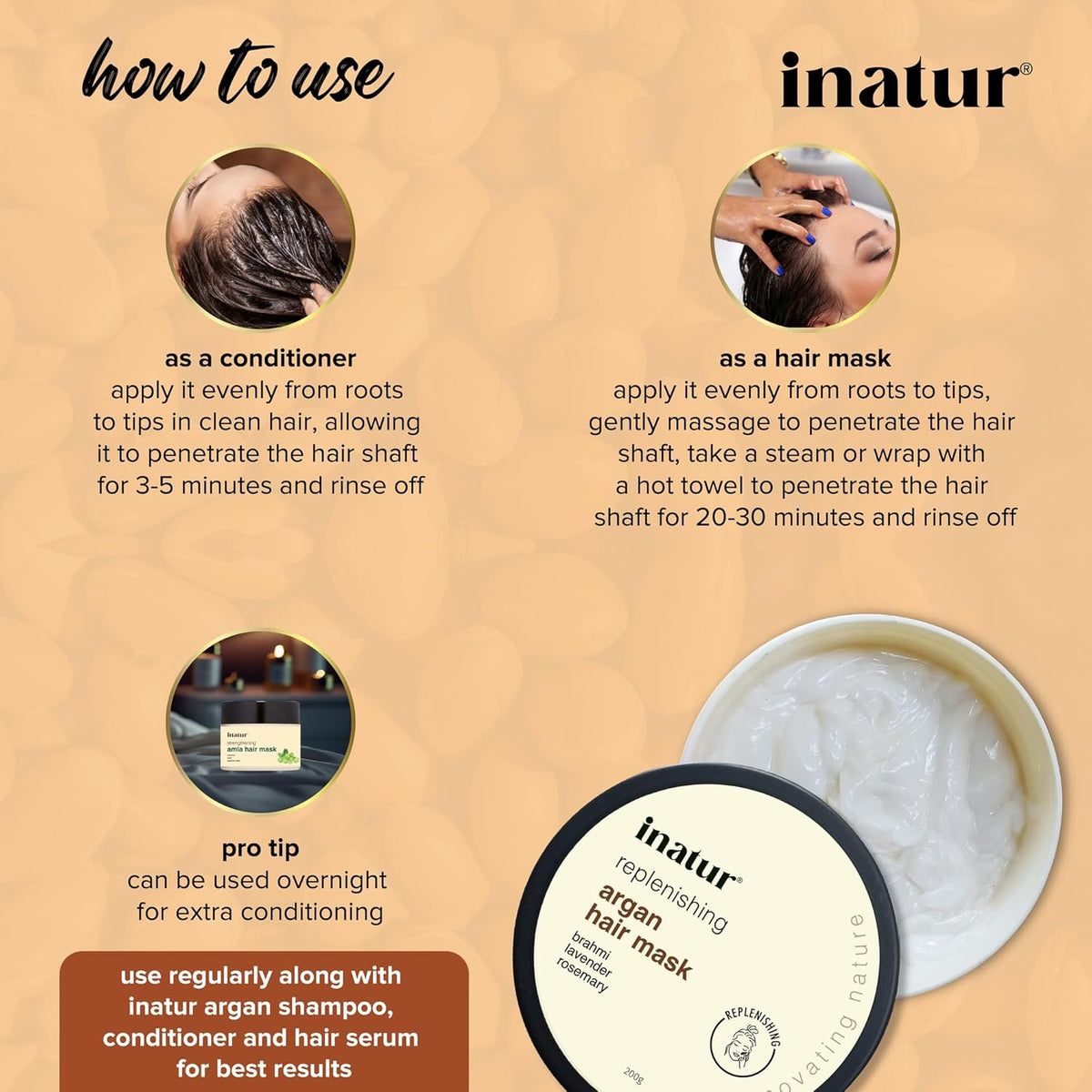 Inatur Argan Hair Mask | Hair Strengthening & Reduces Hair Fall I Deep Conditioning For Brittle, Frizzy & Dry Hair | Sulfate & Silicone Free | Natural & Vegan | 200g