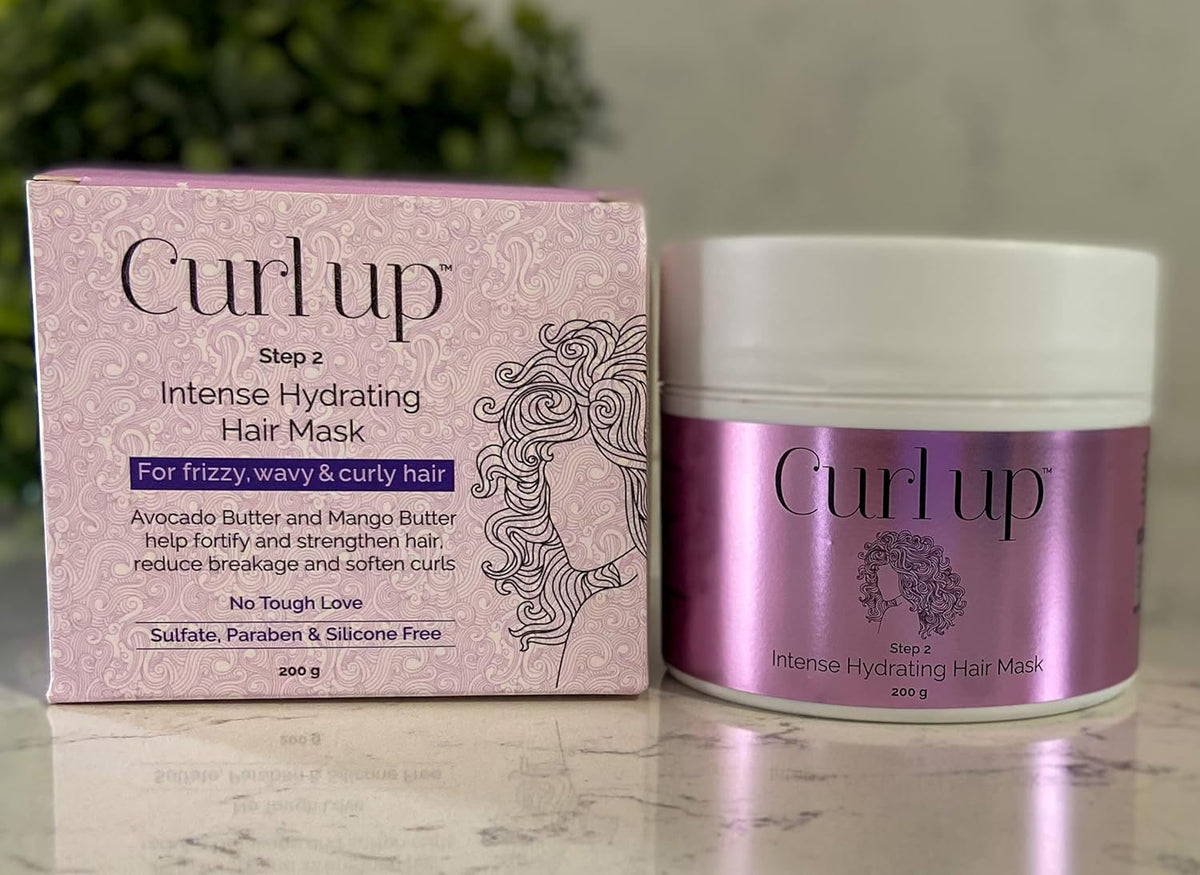 Curl up Intense Hydrating Hair Mask - Deep Conditioner For Curly Hair - Sulphate Paraben & Silicone Free (200 Gram, Fresh)