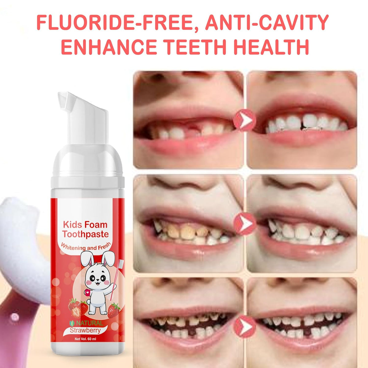 Newsio Fruit Flavor Baby Teeth Cleansing Mousse Kids Whitening Fresh Foaming Toothpaste Teeth Whitening liquid (60 ml)