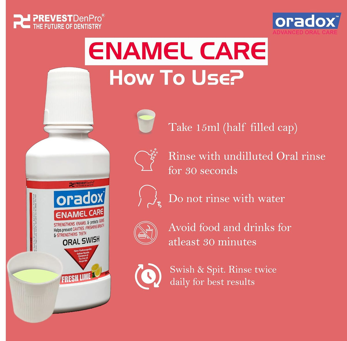 Oradox Enamel Care Oral Swish/Mouth Wash (Strengthens enamel and protects gums) (Enamel Care Oral Swish) 250 ml