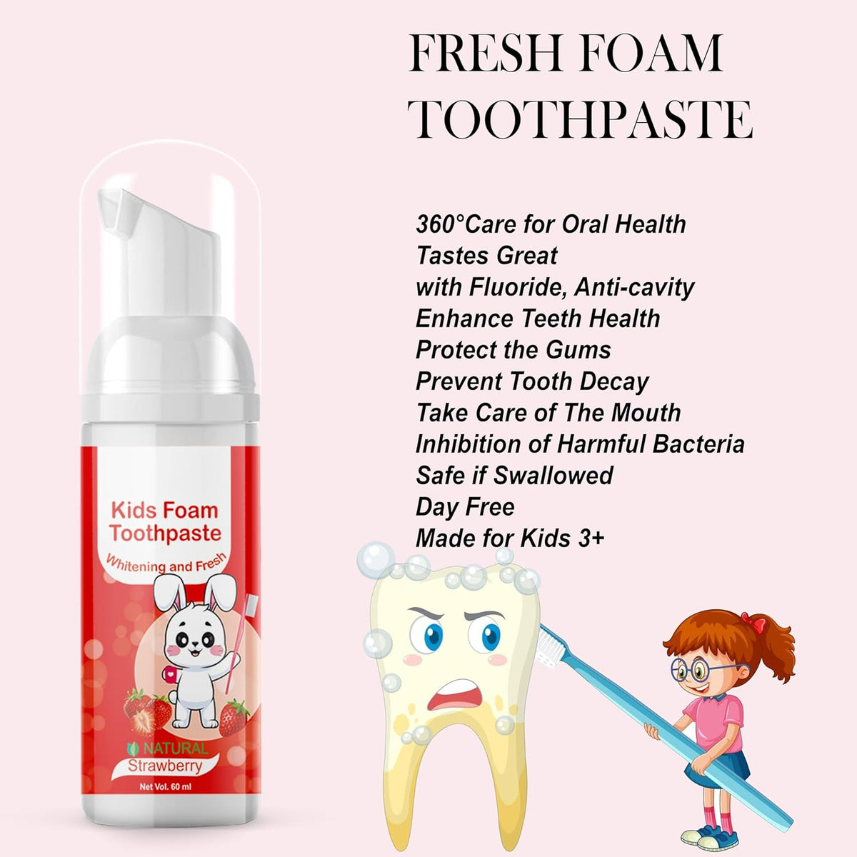 Newsio Fruit Flavor Baby Teeth Cleansing Mousse Kids Whitening Fresh Foaming Toothpaste Teeth Whitening liquid (60 ml)