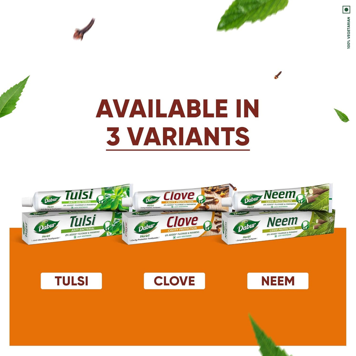 Dabur Herb'l Clove Cavity Protection Toothpaste - 200g | No added Fluoride & Parabens | For Strong & Healthy Teeth | Fights Bacteria & Relieves Dental Pain | Provides Pleasant Mouthfeel After Brushing