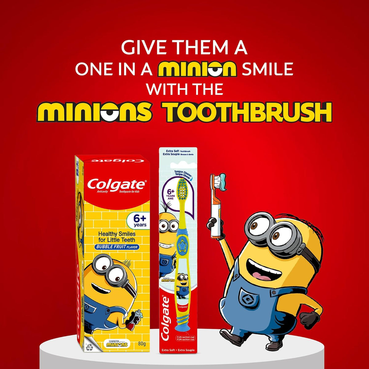 Colgate Kids Toothpaste, Gentle Protection for 6+ Years, Minions, Bubble Fruit Flavour, 80g