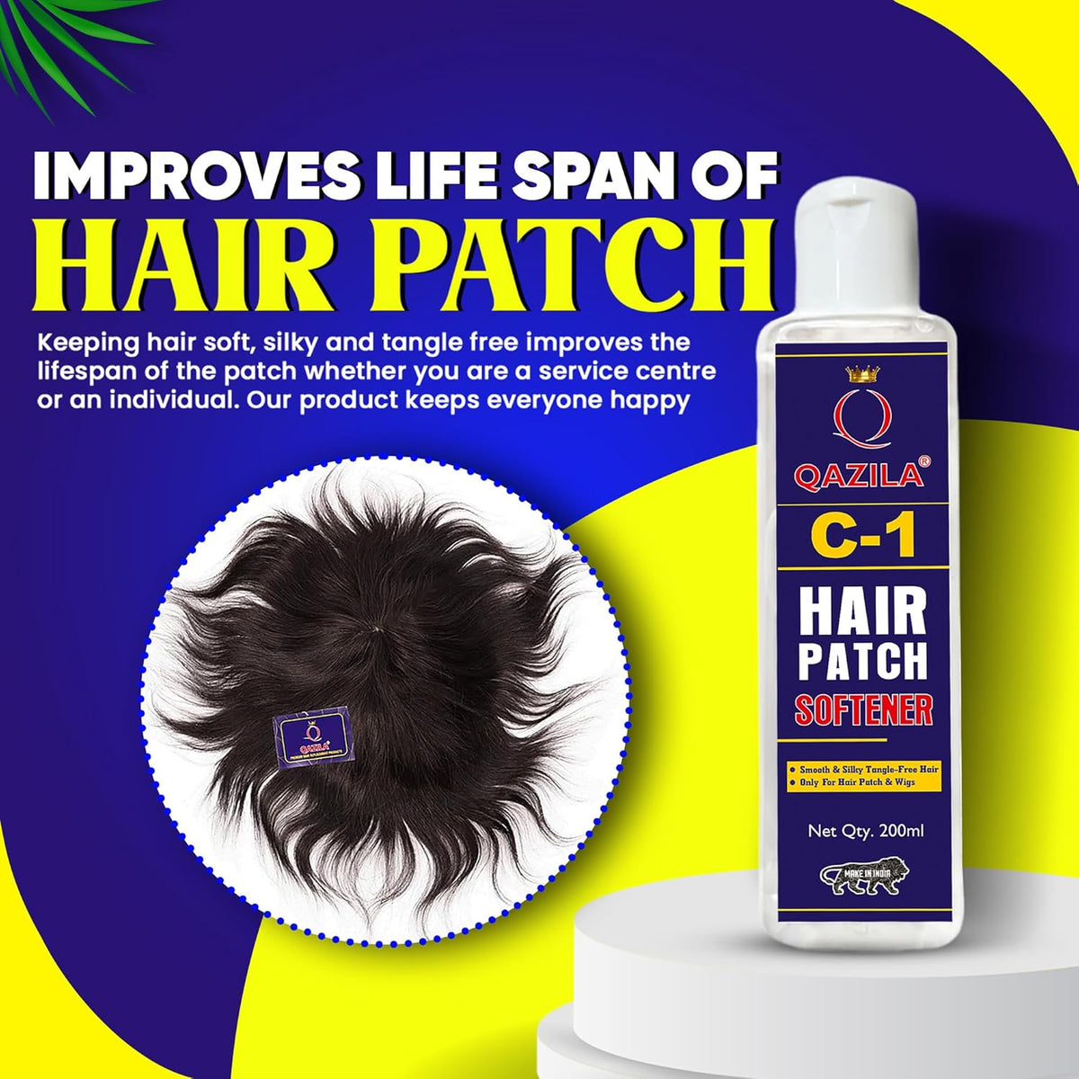 Qazila C-1 Hair Patch Softener| Hair Patch Conditioner| Hair Patch Wash Chemical| Soft, Silky and Tangle-Free Hair|200 ml