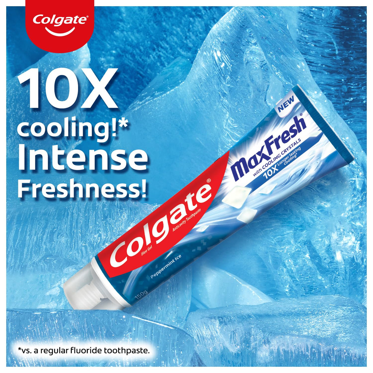 Colgate MaxFresh Toothpaste, Blue Gel Tooth Paste with Menthol for Super Fresh Breath, 300g, 150g X 2 (Peppermint Ice, Combo Pack Offer)