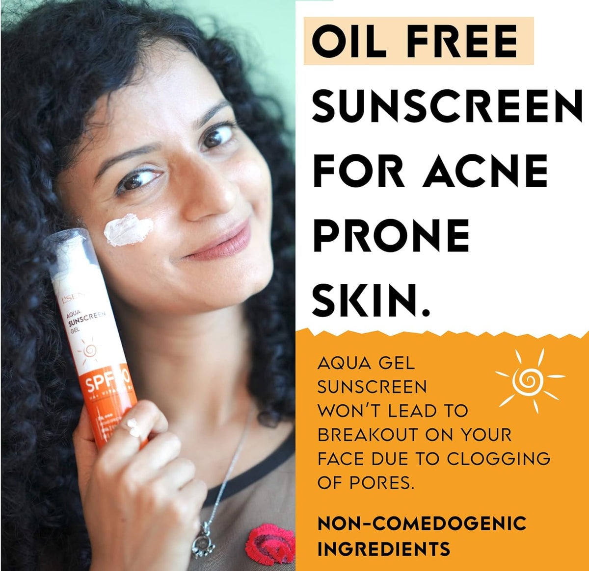 Sunscreen SPF 50 for Oily Skin, Anti-Tan, Waterproof Sun cream, 1% Hyaluronic Aqua Gel, Free from Oxybenzone, For Oily, Combination & Ace Prone Skin, Make-Up Friendly For Women & Men, 50Gram