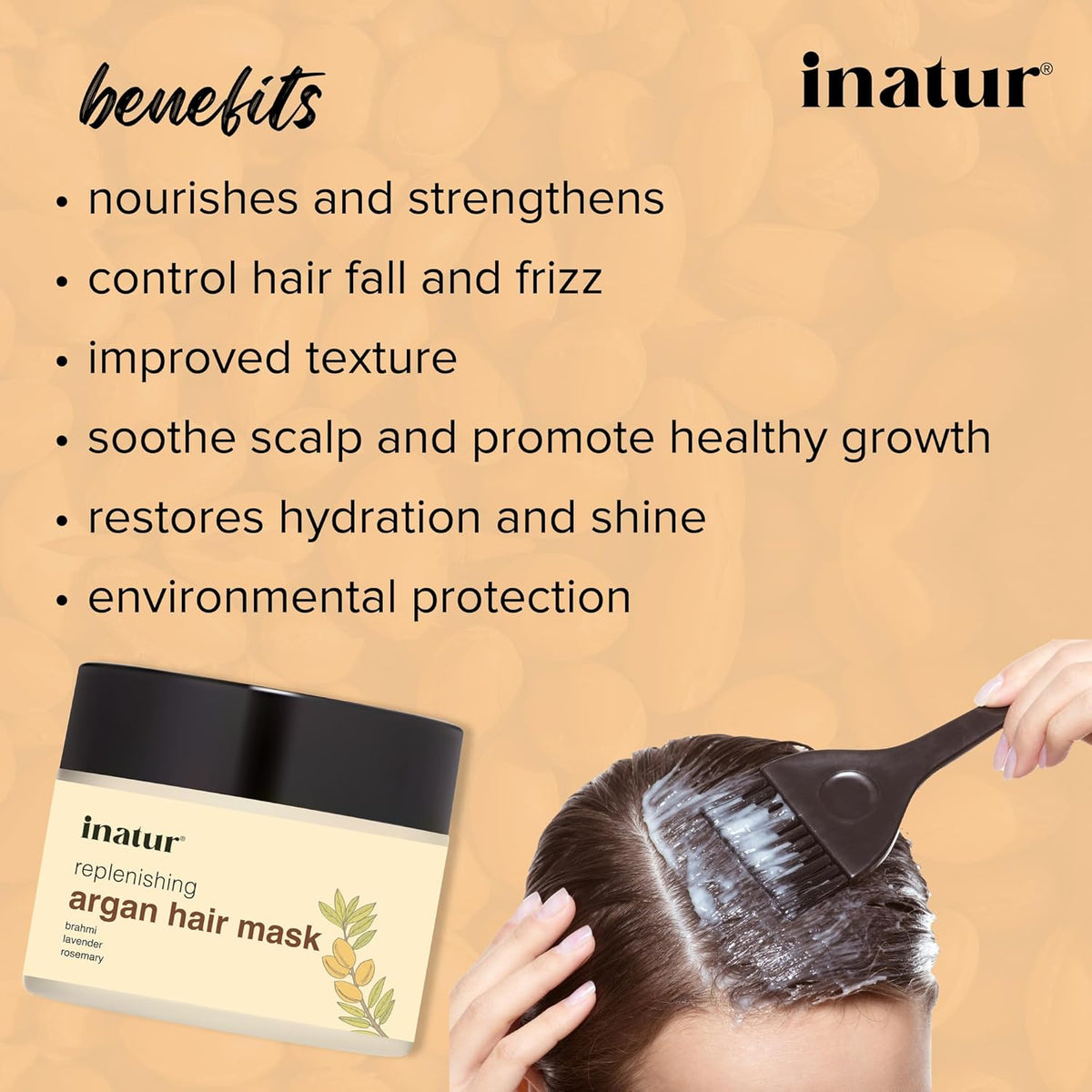 Inatur Argan Hair Mask | Hair Strengthening & Reduces Hair Fall I Deep Conditioning For Brittle, Frizzy & Dry Hair | Sulfate & Silicone Free | Natural & Vegan | 200g